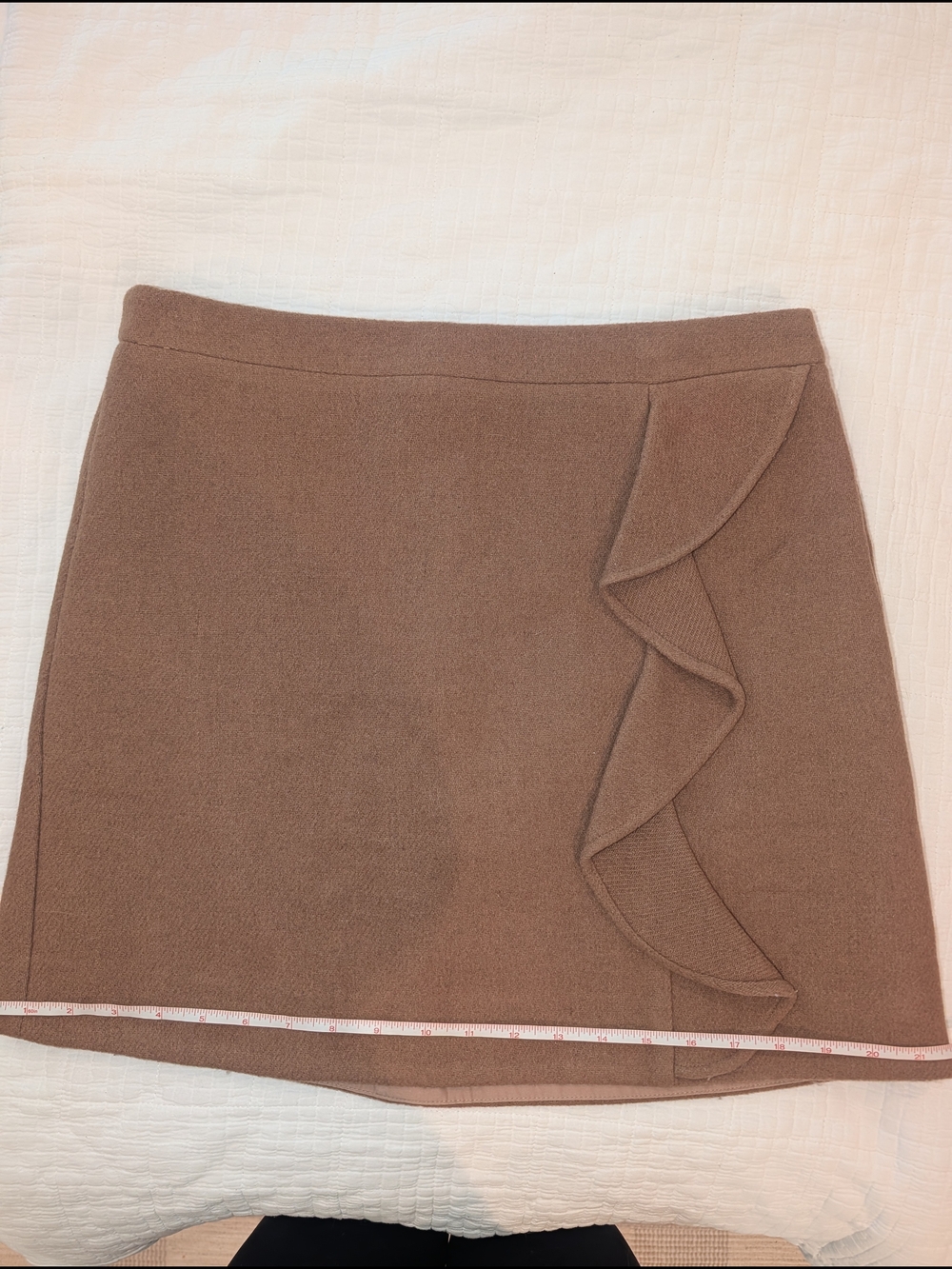 J. Crew Brown Ruffle-Trim Mini Skirt